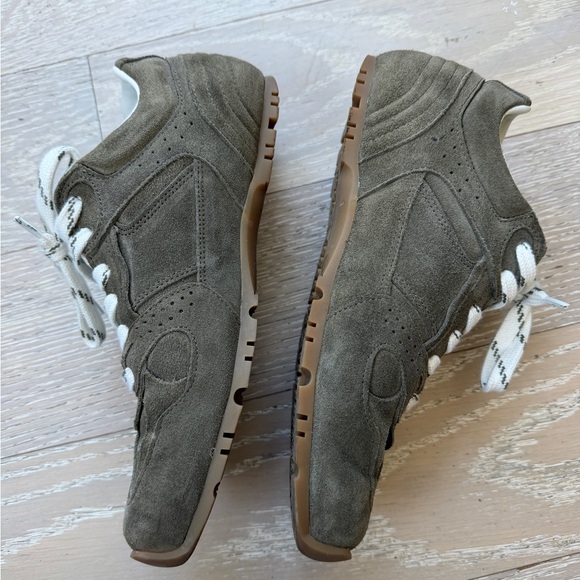 ALOHAS Olive Suede Sneakers with White Laces - Picture 2 of 4